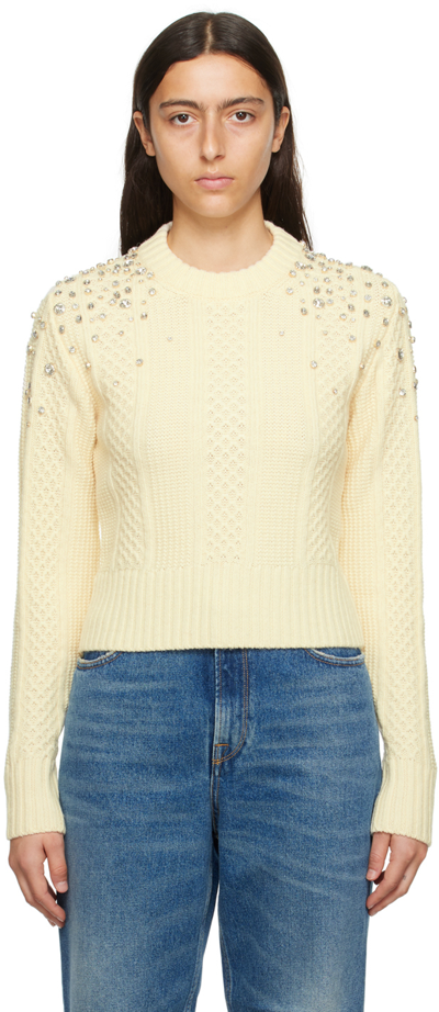 Shop Golden Goose Off-white Cropped Sweater In 15124 Lamb's Wool