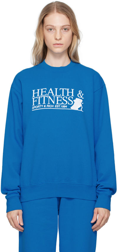 Shop Sporty And Rich Blue Fitness Motion Sweatshirt In Royal Blue/white