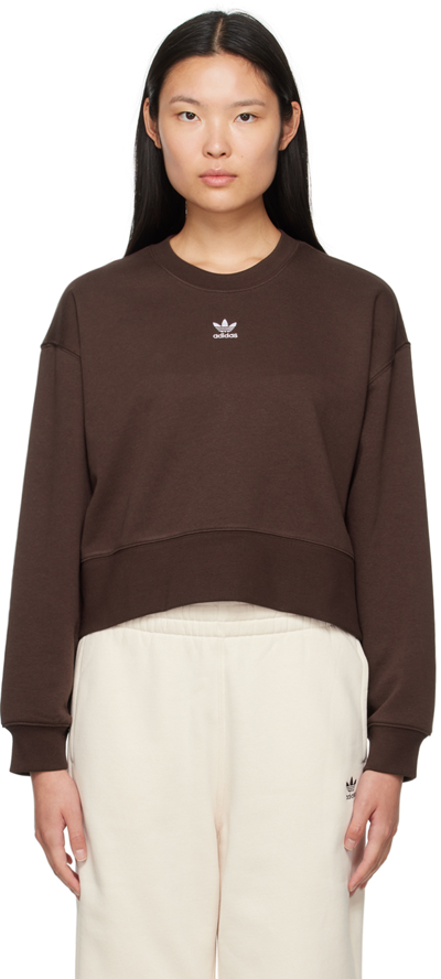 Shop Adidas Originals Brown Adicolor Essentials Sweatshirt In Shadow Brown