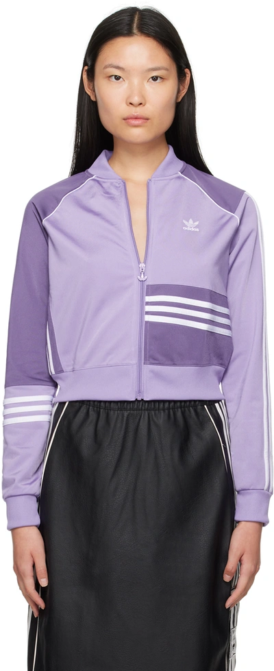 Shop Adidas Originals Purple Cropped Track Jacket In Magic Lilac