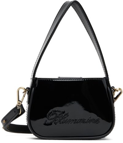 Shop Blumarine Black Mini Rhinestone Bag In N0990 Nero