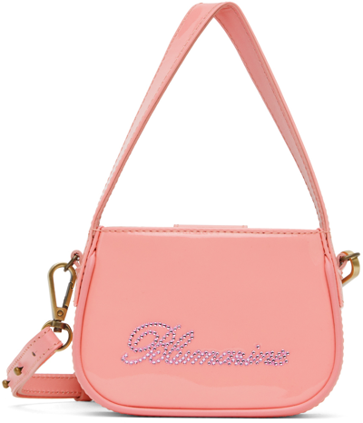 Shop Blumarine Pink Mini Rhinestone Bag In N0729 Bubblegum