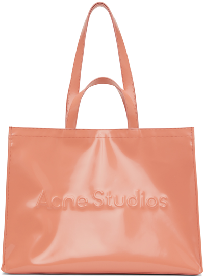 Shop Acne Studios Pink Logo Shoulder Tote In Salmon Pink