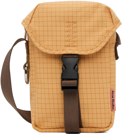 Shop Acne Studios Yellow Mini Ripstop Bag In Yellow/brown