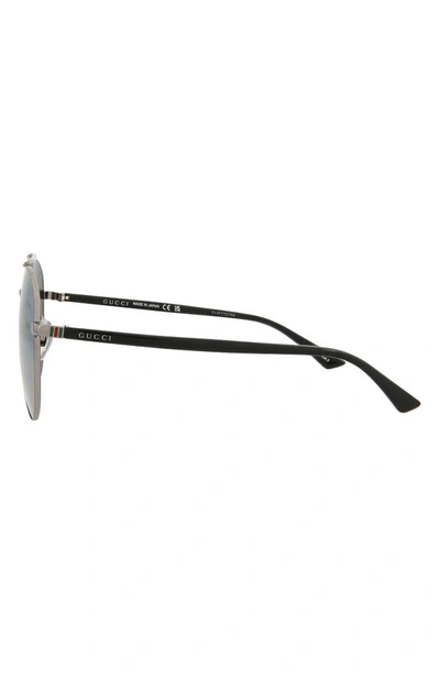 Shop Gucci 61mm Aviator Sunglasses In Ruthenium Black Silver