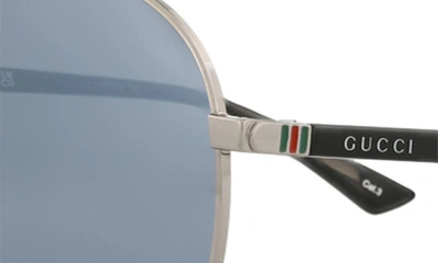 Shop Gucci 61mm Aviator Sunglasses In Ruthenium Black Silver