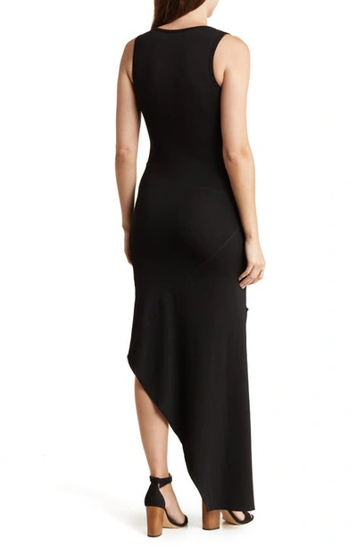 Shop Go Couture Ribbed High-low Tank Dress In Black