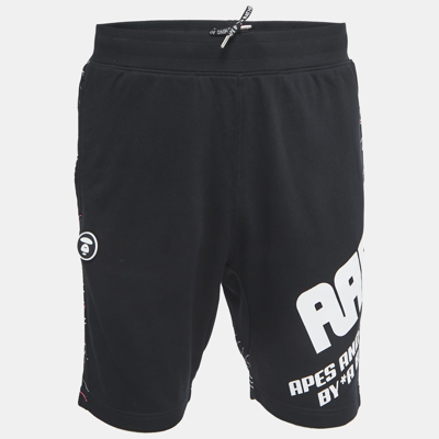 Pre-owned A Bathing Ape Black Printed Cotton Blend Knit Shorts S
