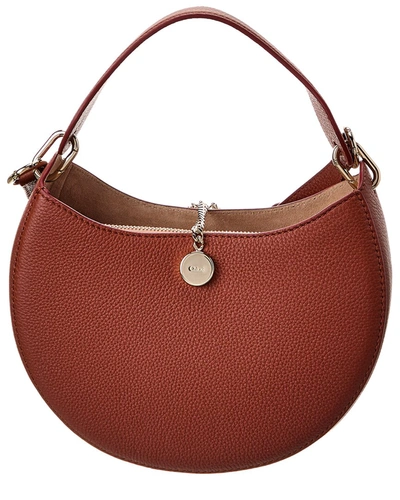 Shop Chloé Arlene Small Leather Shoulder Bag In Brown