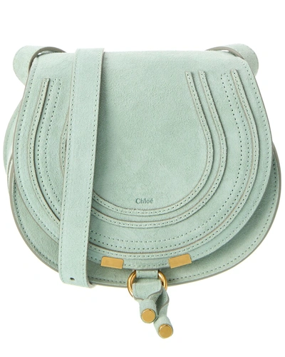 Shop Chloé Marcie Small Suede Saddle Bag In Green