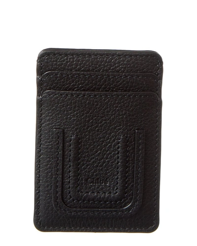 Shop Chloé Marcie Leather Card Holder In Black