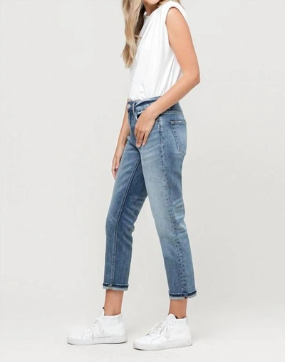 Vervet By Flying Monkey Skeeter Cuffed Boyfriend Denim In Medium Wash In Multi