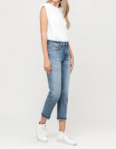 Vervet By Flying Monkey Skeeter Cuffed Boyfriend Denim In Medium Wash In Multi
