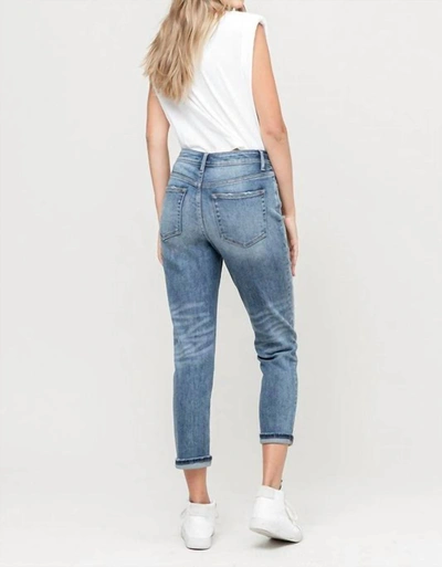 Vervet By Flying Monkey Skeeter Cuffed Boyfriend Denim In Medium Wash In Multi