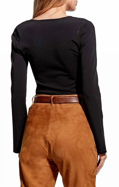 As By Df Alma Ruched V-neck Sweater In Black