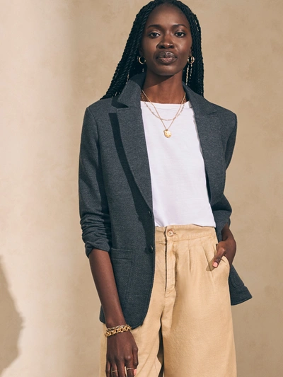 Faherty Inlet Knit Blazer In Black Sky Melange