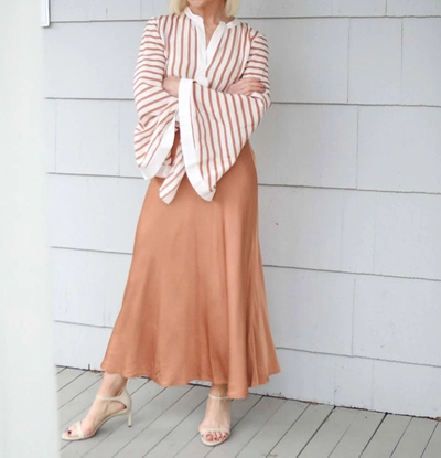 Shop L Agence Clarisa Bias Maxi Skirt In Soft Tan In Multi