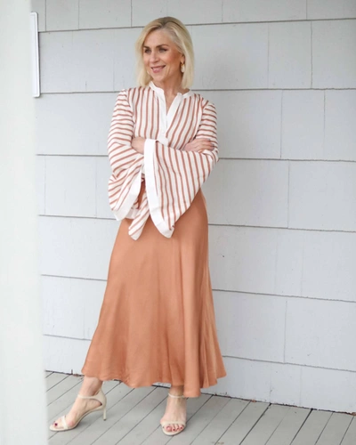Shop L Agence Clarisa Bias Maxi Skirt In Soft Tan In Multi