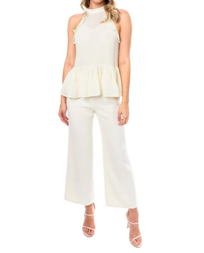 Julie Brown Ruffle Tank Top In Ivory Cream In Multi