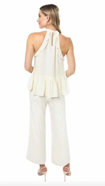 Julie Brown Ruffle Tank Top In Ivory Cream In Multi