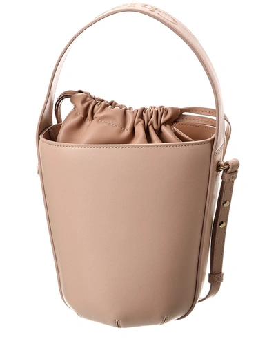 Shop Chloé Sense Leather Bucket Bag In Beige