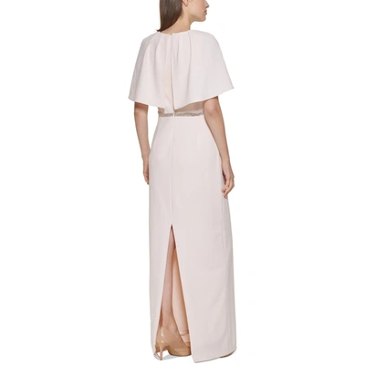 Shop Calvin Klein Womens Embellished Cape Sleeves Evening Dress In Pink