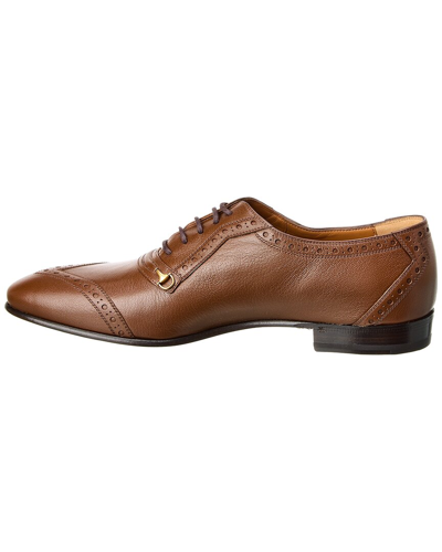 Shop Gucci Lace-up Leather Loafer In Brown