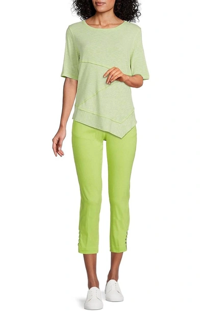 Shop Multiples Straight Hem Pull-on Ladder Hem Twill Crop Pants In Lime In Green