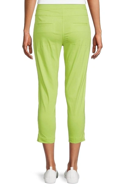 Shop Multiples Straight Hem Pull-on Ladder Hem Twill Crop Pants In Lime In Green