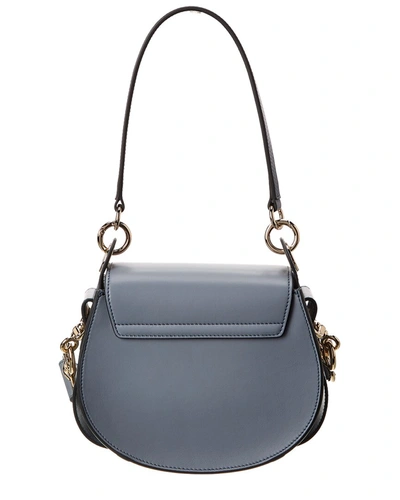 Shop Chloé Tess Small Leather & Suede Shoulder Bag In Blue