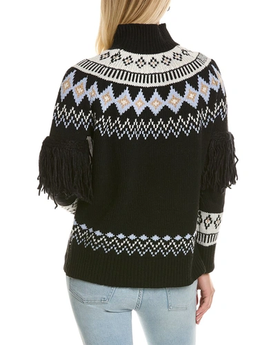 Shop Pearl By Lela Rose Fairisle Wool & Cashmere-blend Sweater In Black