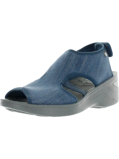 Shop Bzees Dream Womens Contrast Trim Slingback Wedge Sandals In Blue