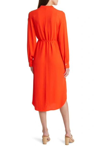 Shop Hugo Boss Dibanorah Long Sleeve Midi Dress In Orange