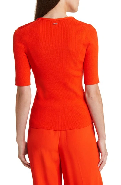 Shop Hugo Boss Famistosa Rib Button Accent Sweater In Orange