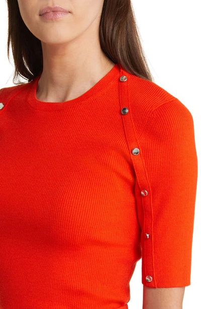 Shop Hugo Boss Famistosa Rib Button Accent Sweater In Orange