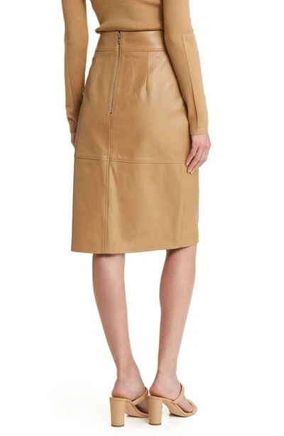 Shop Hugo Boss Setora Leather Pencil Skirt In Iconic Camel