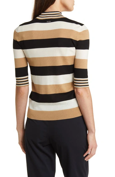 Shop Hugo Boss Fratellina Stripe Wool Mock Neck Sweater In Iconic Stripe Fantasy