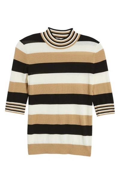 Shop Hugo Boss Fratellina Stripe Wool Mock Neck Sweater In Iconic Stripe Fantasy