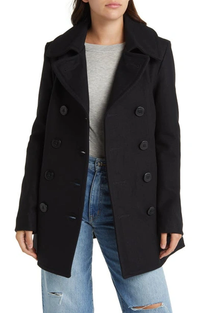 Shop Schott Wool Blend Peacoat In Navy