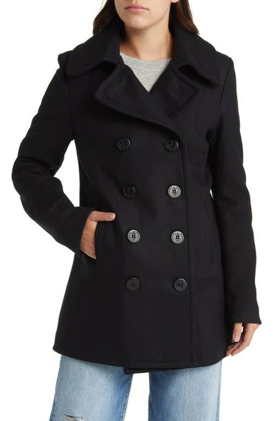 Shop Schott Wool Blend Peacoat In Navy