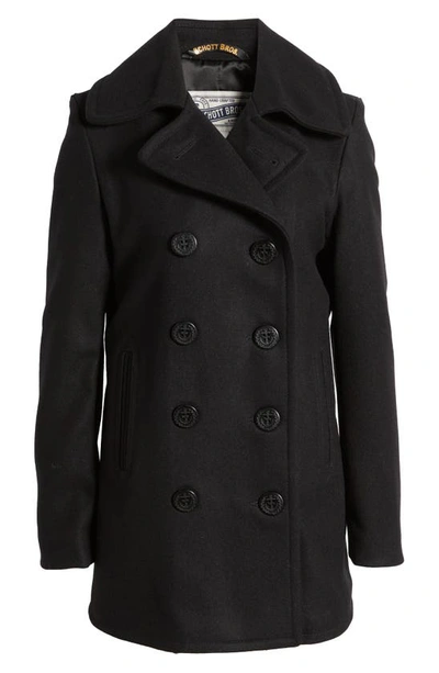 Shop Schott Wool Blend Peacoat In Navy