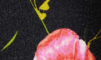 Shop Balenciaga Floral Short Sleeve Crop Wool Rib Sweater In Black/ Red