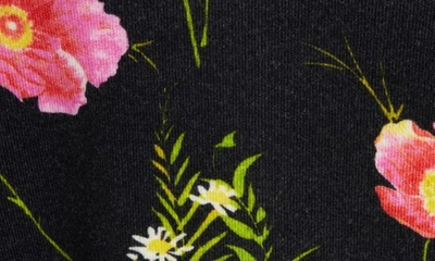 Shop Balenciaga Floral Crop Wool Rib Cardigan In Black/ Red