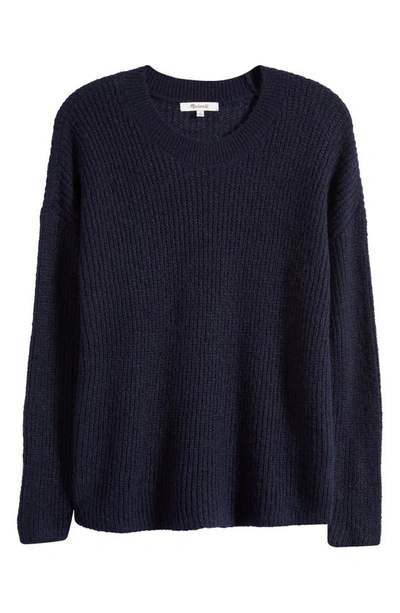 Shop Madewell Ribbed Crewneck Sweater In Deep Indigo