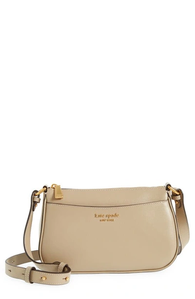 Shop Kate Spade Small Bleecker Saffiano Leather Crossbody Bag In Timeless Taupe