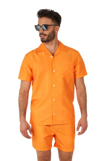 Shop Opposuits The Orange Short Sleeve Camp Shirt & Drawstring Shorts Set