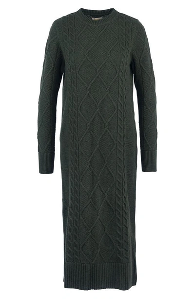 Shop Barbour Burne Long Sleeve Wool Blend Sweater Dress In Olive