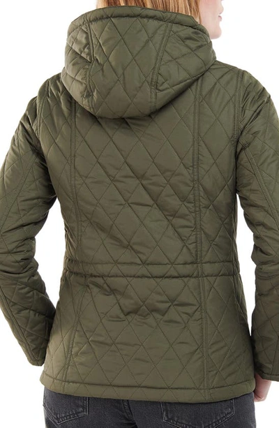 Shop Barbour Millfire Hooded Quilted Jacket In Olive/ Classic