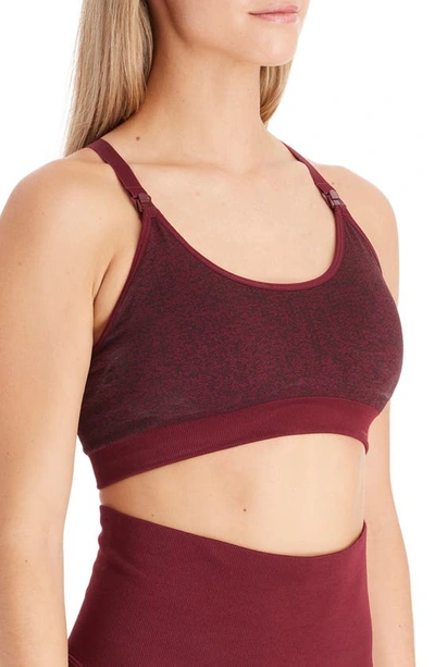 Shop Modern Eternity Seamless Nursing Sports Bra In Burgundy Jacquard