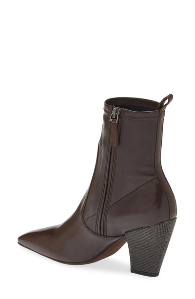 Shop Brunello Cucinelli Monili Heel Bootie In C7611 Dark Brown